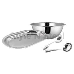 Juego de Cuencos de Servir de Lujo, Vajilla de Acero Inoxidable, Cuenco de Diseño, Vajilla de Mesa, Juego de Cuencos de Servir de Cuatro Esquinas - Product Image 1