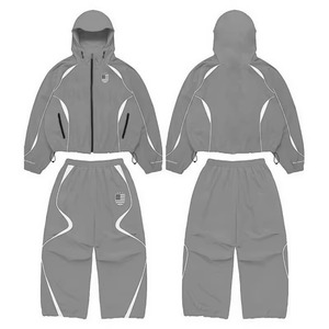 Custom Oversize <b>Reflective</b> <b>Jacket</b> and Jogger Set Printing Logo Windbreaker Nylon Men's Tracksuit Casual Sweatsuit for Men - Product Image 4
