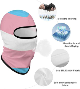 ELEGANT CORPORATION Cagoule unisexe rayée réglable rose, blanc, bleu pour sports de plein air, masque facial avec impression par transfert thermique 100% - Product Image 6
