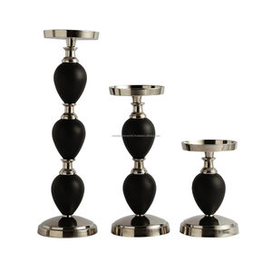 Premium Polished <b>Silver</b> Matte Black Aluminum Handmade Eco-Friendly Flameless Candle Stands Contemporary Trio Set for Christmas - Product Image 3