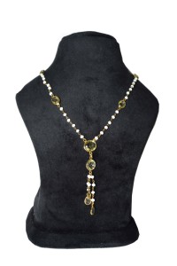 Elegant 18K Gold Plated <b>Brass</b> Bohemian Drop <b>Necklace</b> with Beads Natural Stones for Women's Party Shopping Hinduism - Product Image 6