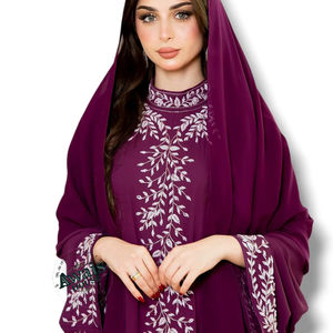 Ensemble 2 pièces de luxe AWAIS HOUSE pour femmes musulmanes, robe longue en velours uni perlé, coupe trapèze, pour soirée/formelle - Product Image 1