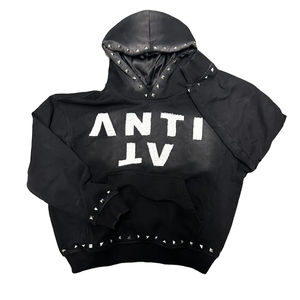 Zip up Black Wash Sun Faded Hoodies Cropped Distressed Embroidered <b>Patches</b> Hoodie Blank Custom Distressed Hoodies FOR MEN - Product Image 1