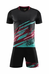 Men's Blue Red White Sublimation Soccer Jersey Set Polyester Breathable V-Neck Short Sleeve Adult Size - Product Image 6