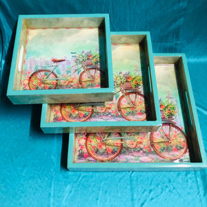 Alta demanda Bandeja impresa de madera Precio barato Diseño único Hecho a mano MDF Bandeja impresa Excelente calidad forma India - Product Image 6