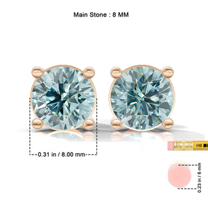 Heerani Jewels Lab Grown Round Paraiba 925 <b>Sterling</b> <b>Silver</b> Classic <b>Stud</b> Vermeil Rose Gold Unisex <b>Earrings</b> - Product Image 6