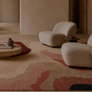 Tapis d'appoint abstrait de luxe, tufté à la main, moderne, design, en laine/coton, antidérapant, à poils moyens, pour salon, chambre, décoration intérieure - Product Image 2