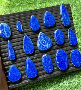 Cabochons en lapis-lazuli naturel, formes variées, polis, bleu royal, dos plat, pierres précieuses pour la création de bijoux - Product Image 1