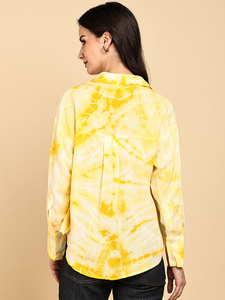 Camisa Ligera de Mezcla de Algodón para Mujer, Ropa de Verano, Blusa Amarilla con Estampado al Mejor Precio por Exportador - Product Image 3