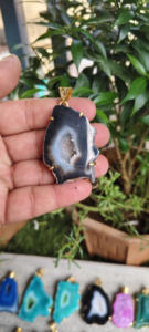 จี้คริสตัลอาเกตสีดำดรูซี่คุณภาพพรีเมียมขายดีที่สุด สร้อยคอขายส่ง หินกึ่งมีค่าธรรมชาติ งานฝีมือ ของขวัญ จีโอด - Product Image 6