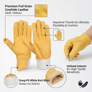 Premium JNM SAFETY JNM-9006 Cotton Goat Grain Leather Latex-free Durable <b>Moisture</b>-Wicking Waterproof Elastic Wristlet 11 oz - Product Image 5