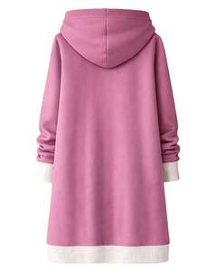 Sudadera con capucha larga con cremallera para mujer, color rosa malva, forro polar de invierno, fabricante personalizado, ropa casual urbana, venta al por mayor OEM - Product Image 2