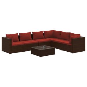 Set Lounge da Giardino in Rattan PE Marrone con Tavolo in Vetro e Acciaio Verniciato a Polvere, Arredamento da Esterno Resistente - Product Image 2