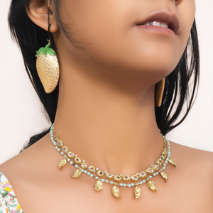Fashion Alloy Gold Plated Oxidized Polish Body Chain with Plant Pattern - Product Image 2