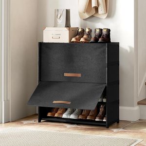 Zapatero Negro de 5 Niveles con Puerta, Organizador de Plástico para 20 Pares de Zapatos, Estantes para Zapatos Negros para Armario - Product Image 6