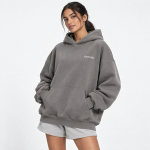 Oversized <b>Longline</b> Hooded Pullover Women's Fleece <b>Hoodie</b> Drop Shoulder Cotton Fleece OEM Custom Clothing Factory Factory Supply - Product Image 1
