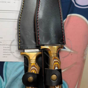 Cuchillo de caza hecho a mano de acero 4116, hoja táctica de espiga completa, funda de cuero - Product Image 6