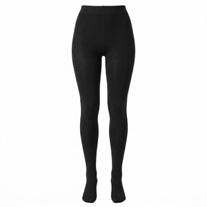 Black <b>Fleece</b> <b>Lined</b> Thermal Tights <b>Women</b> Full Length Warm <b>Leggings</b> High Waist Knitted Pantyhose for Fall Winter - Product Image 1