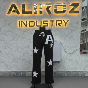 Customizable Cotton Sweat Pants Breathable Solid Loose Fit Mid Waist Casual Street Style <b>Trouser</b> - Product Image 3