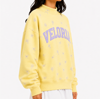 Fabricant OEM ODM – Sweat-shirt personnalisé Veloria à col montant pour femme, avec manches à carreaux et appliqué lettres, coupe oversize