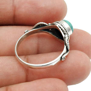 Bohemian Style 925 Sterling Silver <b>Ring</b> With <b>Turquoise</b> Gemstone <b>Ring</b> Handmade Silver Jewelry For Women Wedding Gift For Her - Product Image 3