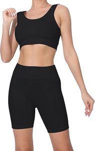 Ensemble de vêtements de sport pour femme : Leggings doux, sans coutures et respirants, et soutien-gorge de sport confortable à maintien élevé avec logo frontal, pour Pilates et Yoga - Product Image 4