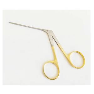 Pinces micro-alligator auriculaires de 3,5 po avec manche doré, mâchoires dentelées de 1,45 mm, instruments chirurgicaux ORL pour sinus, à commande manuelle - Product Image 4