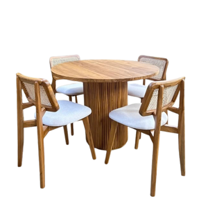 Conjunto de comedor de patio de madera para 6/8 personas, muebles modernos de jardín para exteriores, mesa y sillas de madera, conjunto de comedor para exteriores para 6/8 personas - Product Image 4