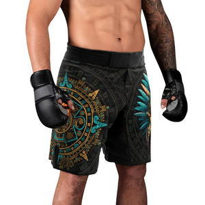 Wholesale Four-Way Stretch Spandex Shorts Sportswear <b>Knee</b>-Length Drawstring Waist Shorts for Adults MMA Shorts Fight for Gym - Product Image 2