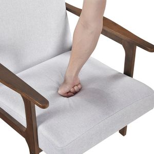 Poltrona Moderna Contemporanea 1 Pezzo, Rivestimento in Tessuto Grigio, Finitura Marrone, Legno Massello di Gomma, Arredamento Moderno per Soggiorno con Cuscino - Product Image 5