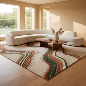 Alfombra Personalizada OEM con Diseño de Ondas Irregulares |   Arte de Piso Contemporáneo en Verde y Marrón, Decoración para el Hogar, Regalo, Precio de Fábrica - Product Image 1