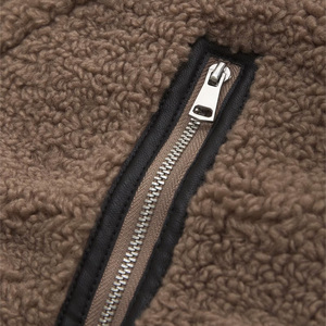 Wholesale Women's <b>Fleece</b> <b>Jacket</b> Stand Collar Zipper Closure Thick <b>Warm</b> Winter Coat Solid Color Contrast Trim Regular Fit - Product Image 6
