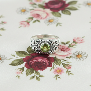 Vintage Peridot <b>Silver</b> <b>Ring</b> Handmade Filigree Floral Design 925 <b>Sterling</b> <b>Adjustable</b> Women Jewelry Gold Plated <b>Ring</b> For Christmas - Product Image 6