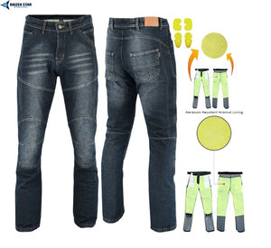 Jean en denim respirant renforcé d'aramide DAIZEN STAR pour moto avec protection en Kevlar, polyester/coton de haute qualité - Product Image 6