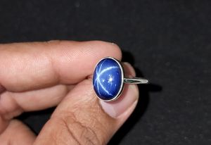 Blue Sapphire Star <b>Ring</b> Oval Gemstone 22K <b>Gold</b> Filled 925 Sterling Silver Personalized Gift <b>Ring</b> Elegant Jewelry - Product Image 3