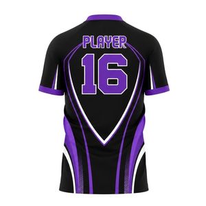 Maillot de football noir et violet à manches courtes avec tissu à séchage rapide pour les entraînements et les matchs d'équipe - Product Image 2