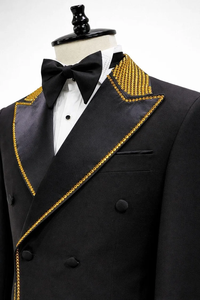 Esmoquin Negro de Lujo con Doble Botonadura y Adornos Dorados – Traje Formal Personalizado para Hombre para Bodas y Eventos - Product Image 4