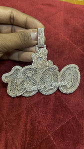 Pendentif Hip Hop en Argent Sterling 925 Plaqué Rhodium avec Moissanite, Finition Premium, Nom Personnalisé, Sertissage Main Exquis, pour Homme et Femme - Product Image 2