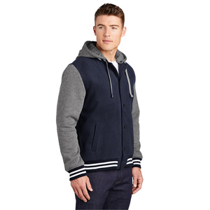 Chaqueta Letterman Personalizada con Cuerpo de Lana Premium, Mangas de Cuero, Logotipo Bordado en el Pecho y Parches de Chenilla en la Espalda - Product Image 2