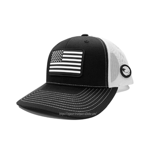 Custom Flag Rubber Patch Multi Color 6 Panel Breathable Mesh Hats Adjustable Closure for Casual Outdoor Workwear - Product Image 2
