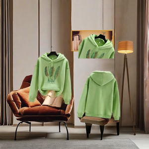 เสื้อสเวตเตอร์กำมะหยี่ปักลายสำหรับผู้หญิง, เสื้อมีฮู้ดขนาดใหญ่พิเศษสำหรับฤดูใบไม้ร่วงฤดูหนาว - Product Image 1