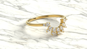 Luxury 18K Gold Curved Wedding Band Round Cut Diamonds <b>Stacking</b> <b>Ring</b> Band Jewelry Fine Jewelry for Women - Product Image 3
