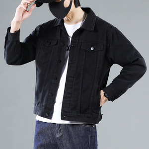 Veste en jean vintage pour homme – Veste en jean noir délavé élégante avec fermeture boutonnée classique pour un usage quotidien décontracté - Product Image 4