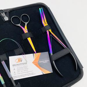 Alicate plano para extensiones de cabello, kit de herramientas de extensión de cabello de plasma múltiple de acero inoxidable de grado quirúrgico, logotipo de impresión personalizado - Product Image 2