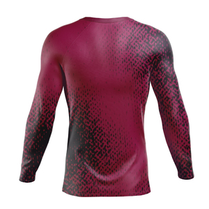 <b>Men's</b> Long Sleeve <b>Compression</b> <b>Shirt</b> Black Blue Marble Print Crew Neck Fitted Moisture Wicking Quick Dry Polyester Baselayer - Product Image 3