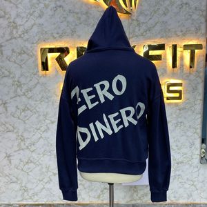 เสื้อฮู้ดซิปเต็มตัวสีน้ำเงินกรมท่าแบบสั่งทำพิเศษสำหรับผู้ชายและผู้หญิง ทรงโอเวอร์ไซส์ ผ้าฝ้ายฟลีซ พิมพ์ลายโลโก้ รับผลิตแบบ OEM ODM - Product Image 2