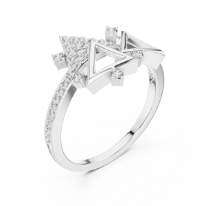 Bague géométrique Trio Peak avec diamants, Bague à grappe de diamants triangulaires, Bague à accent Prisme doré, Bague Bypass géométrique moderne, Tri-Pea - Product Image 2