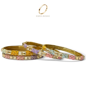 Sparkling Fashion Multicolour Kashmiri Glass Bangles Trendy Gold Plated <b>Crystal</b> Design for Festive Wedding Wear Bangle Wholesale - Product Image 3