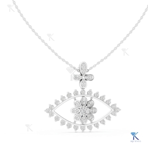 Collier Pendentif Floral Pavé de Diamants de Laboratoire en Or Massif 14K 18K, Bijou de Protection Fin pour Femme, Vente en Gros - Product Image 3