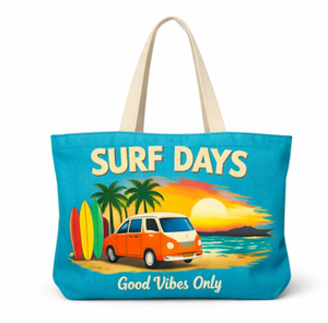 Grand sac de plage en toile imprimé avec logo personnalisé, poignée épaule, sac de plage en toile imprimé - Product Image 4